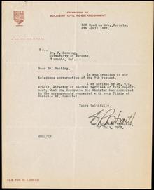 Letter to Dr. F. Banting 8/04/1922. Digital ID: L10300. Location: MS. COLL. 76 (Banting), Box 1, Folder 16