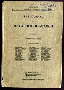 The journal of metabolic research. Digital ID: T10028 Location: MS. COLL. 76 (Banting), Journal of Metabolic Research, Vol. 2
