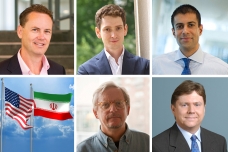 Clockwise from top left: Francis Gavin (photo: Dominick Reuter); Scott Kemp (photo: Justin Knight); Vipin Narang (photo: Stuart Darsch); Jim Walsh; and John Tirman.