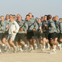 U.S. Army soldiers take part in a morning run at Camp New York, Kuwait, in 2002. U.S. Army soldiers take part in a morning run at Camp New York, Kuwait, in 2002.